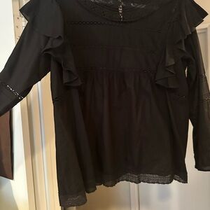Elan Black Ruffled Blouse